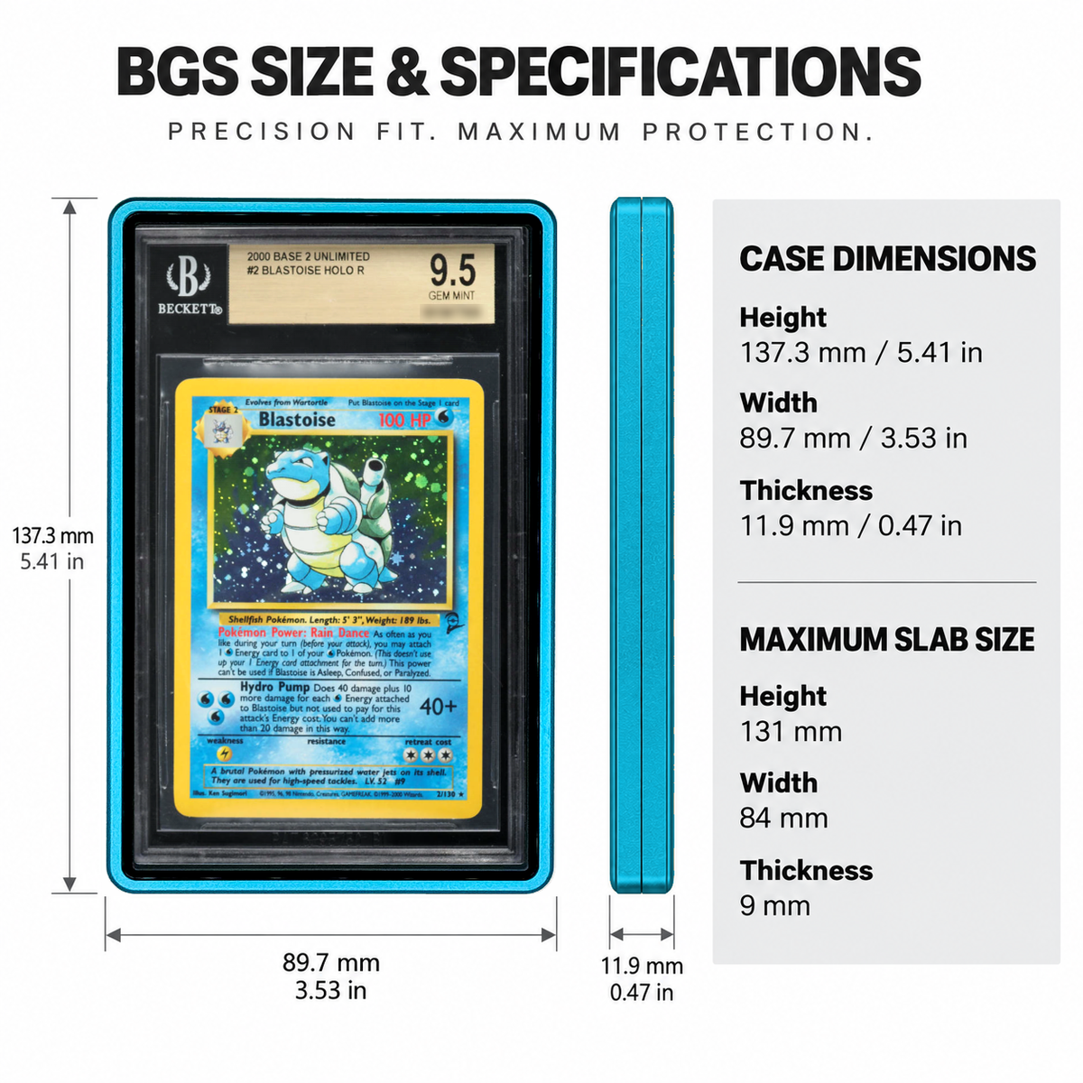 PrismGuard Pro BGS Magnetic Slab Case in Arctic Blue — size and specifications #color_arctic-blue