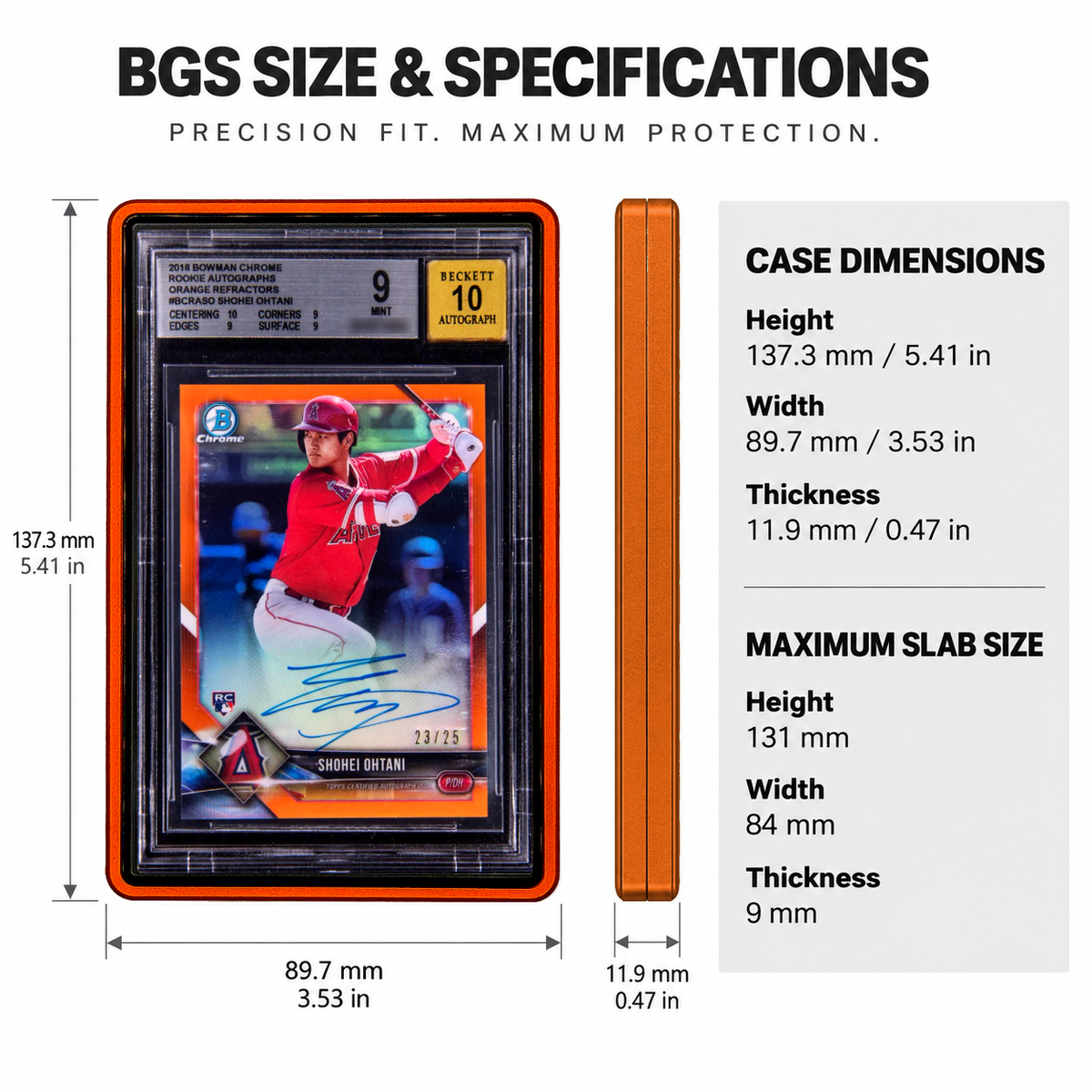 PrismGuard Pro BGS Magnetic Slab Case in Blaze Orange — size and specifications #color_blaze-orange