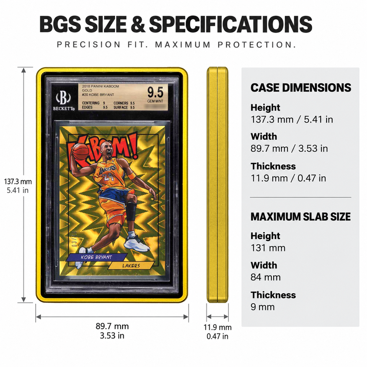 PrismGuard Pro BGS Magnetic Slab Case in Champagne Gold — size and specifications #color_champagne-gold