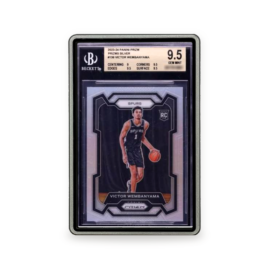 PrismGuard Pro BGS Magnetic Slab Case in Titanium Silver displaying Victor Wembanyama #color_titanium-silver