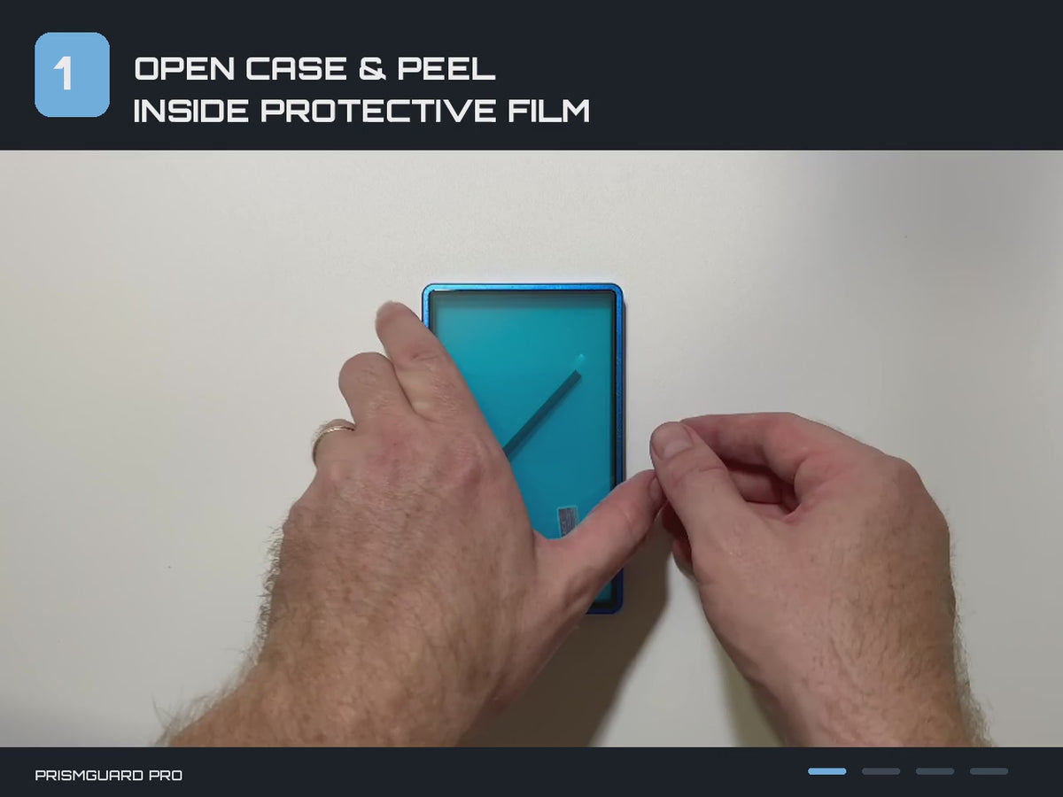 PrismGuard Pro four-step case installation guide #color_space-black #color_solar-yellow #color_cosmic-purple #color_sapphire-blue #color_midnight-blue #color_arctic-blue #color_titanium-silver #color_jungle-green #color_emerald-green #color_champagne-gold #color_24k-gold #color_blaze-orange #color_crimson-red #color_rose-quartz #color_neon-magenta